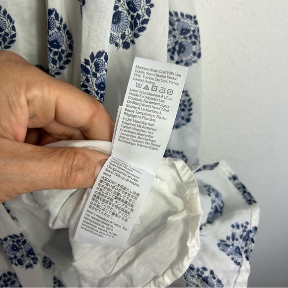 Crew Cuts J.Crew girls Dress Girls 10 indigo blue white puff sleeves batik print - Picture 9 of 13